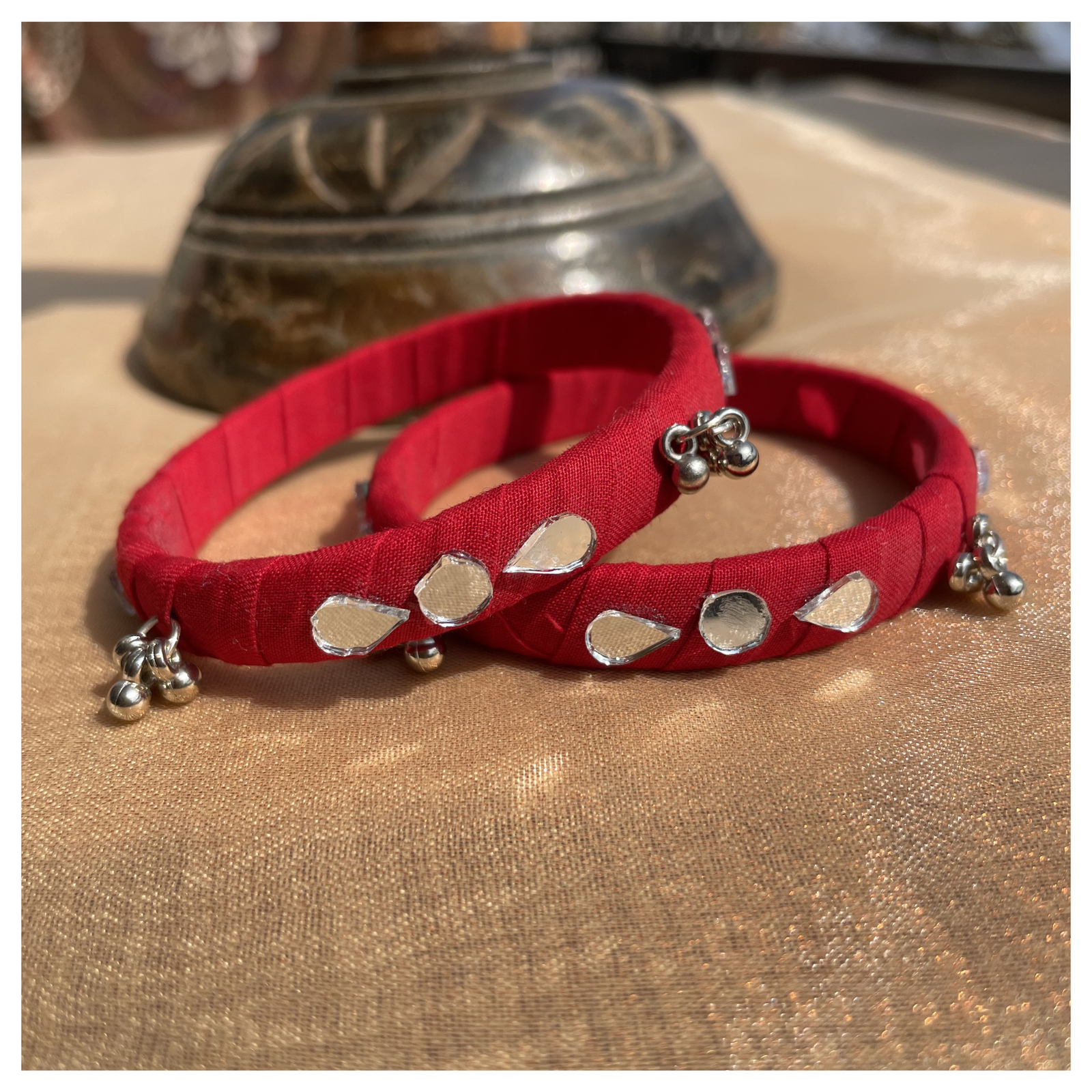 Handcrafted Mirror-Work & Ghungroo  Bangles (Set of 2)