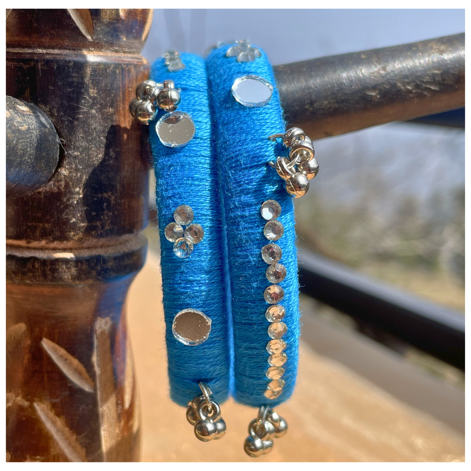 SauGaat Handcrafted Mirror & Stone-Encrusted Bangles (Set of 2)