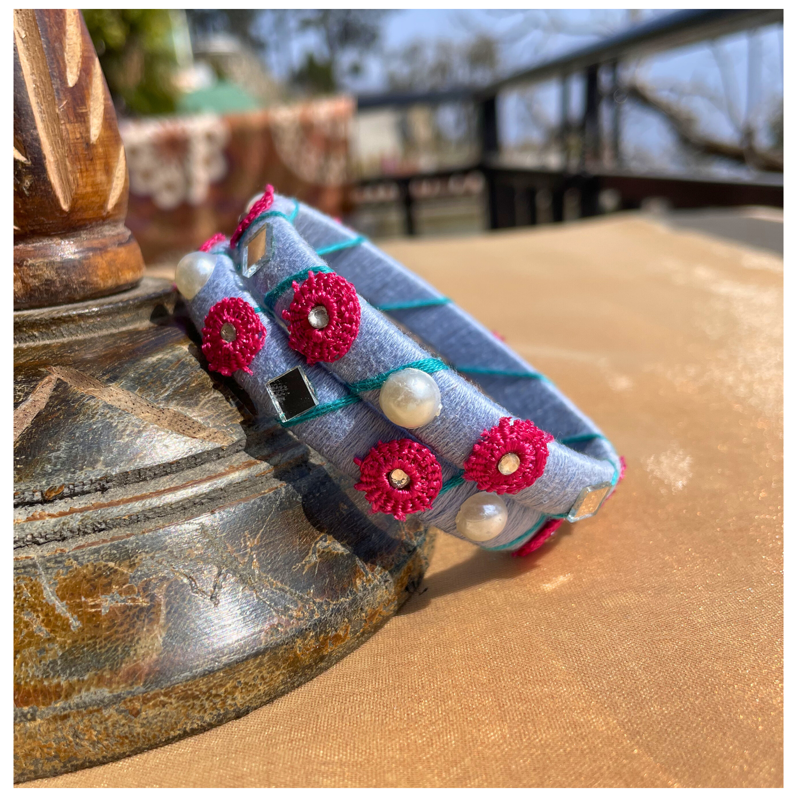 Floral-Mirror Bangles  Set