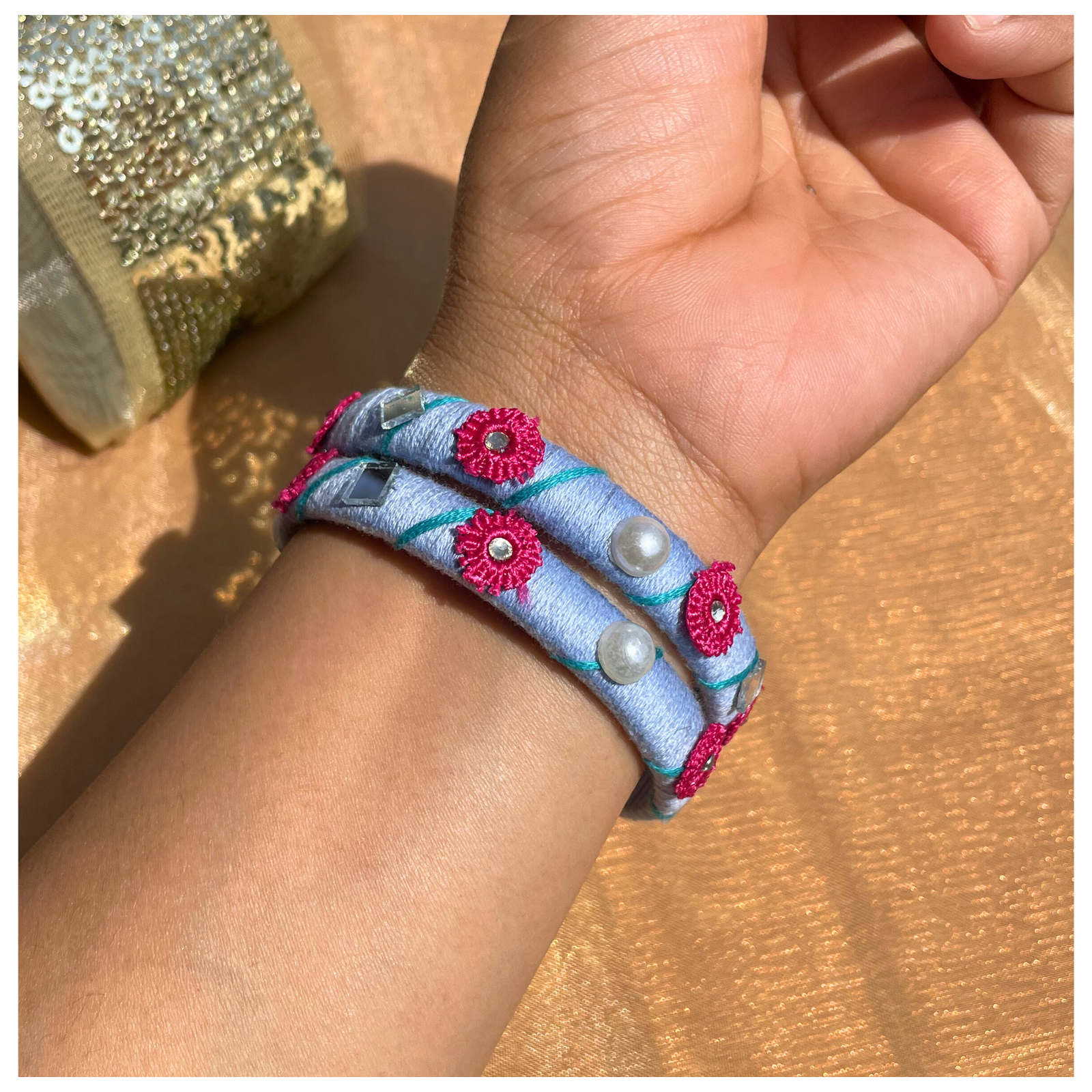 Floral-Mirror Bangles  Set