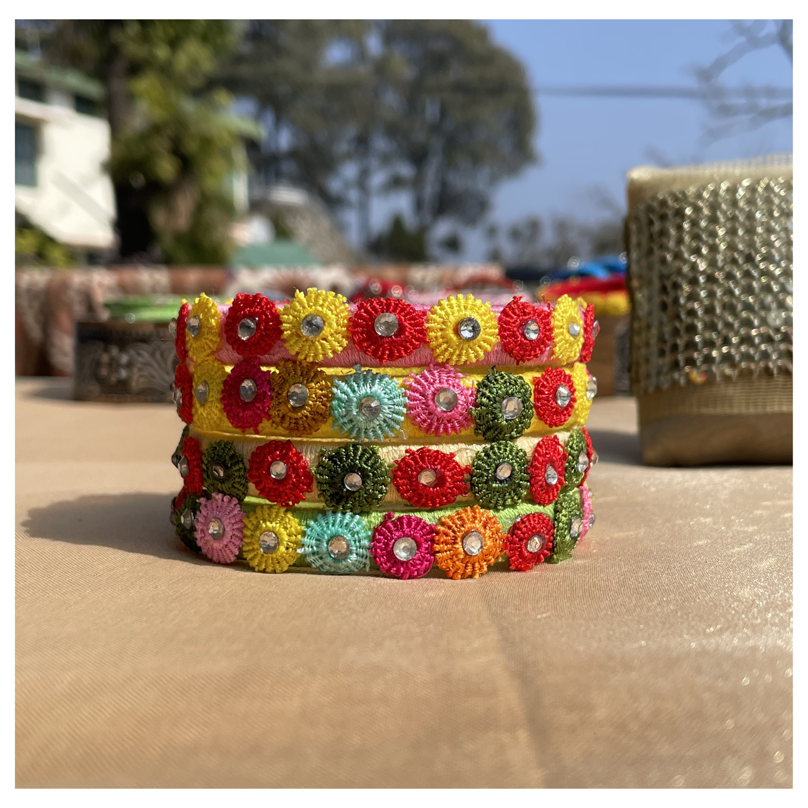 Multicoloured flower bangle