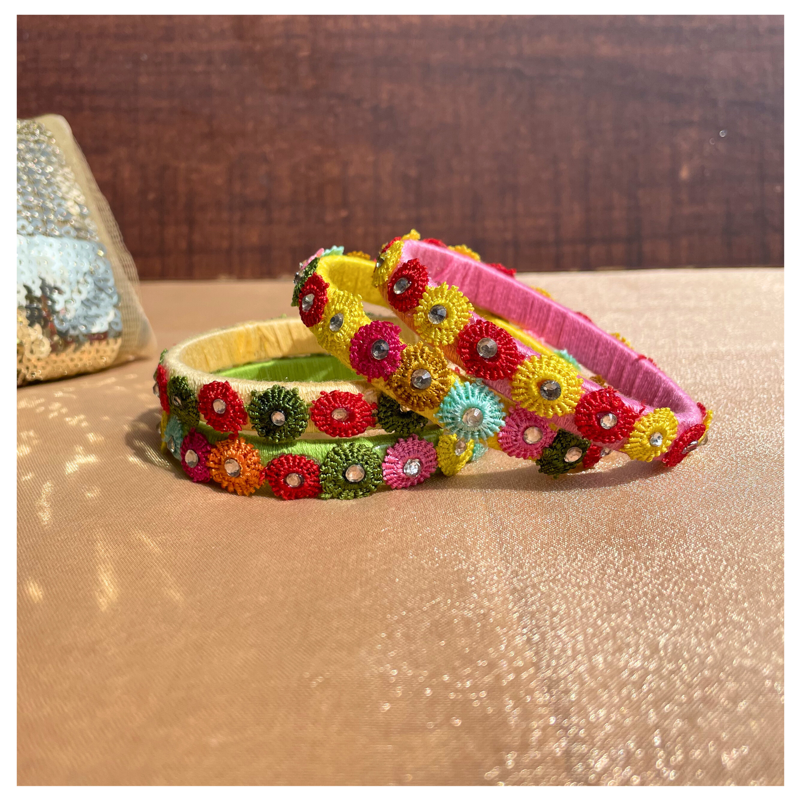 Multicoloured flower bangle