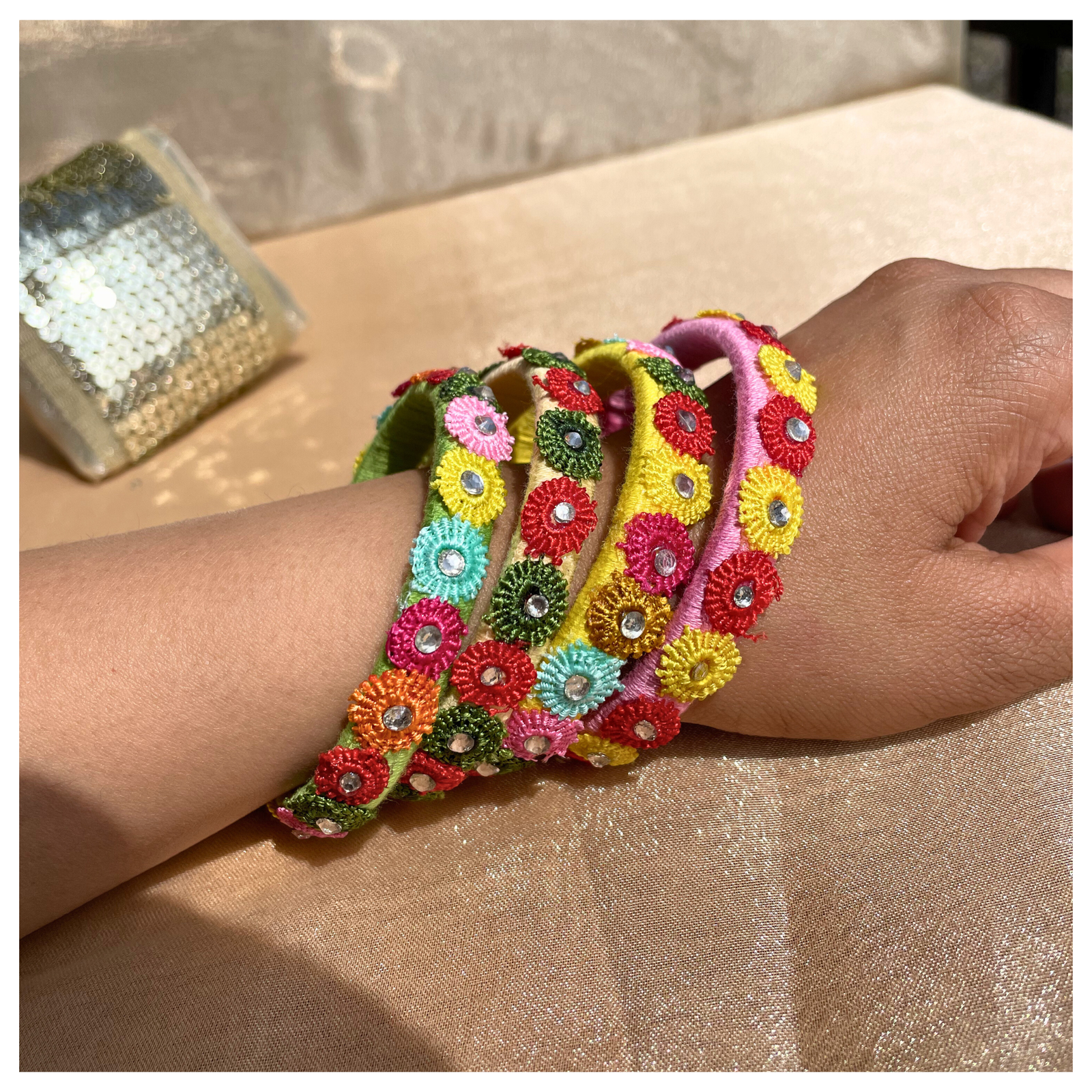 Multicoloured flower bangle