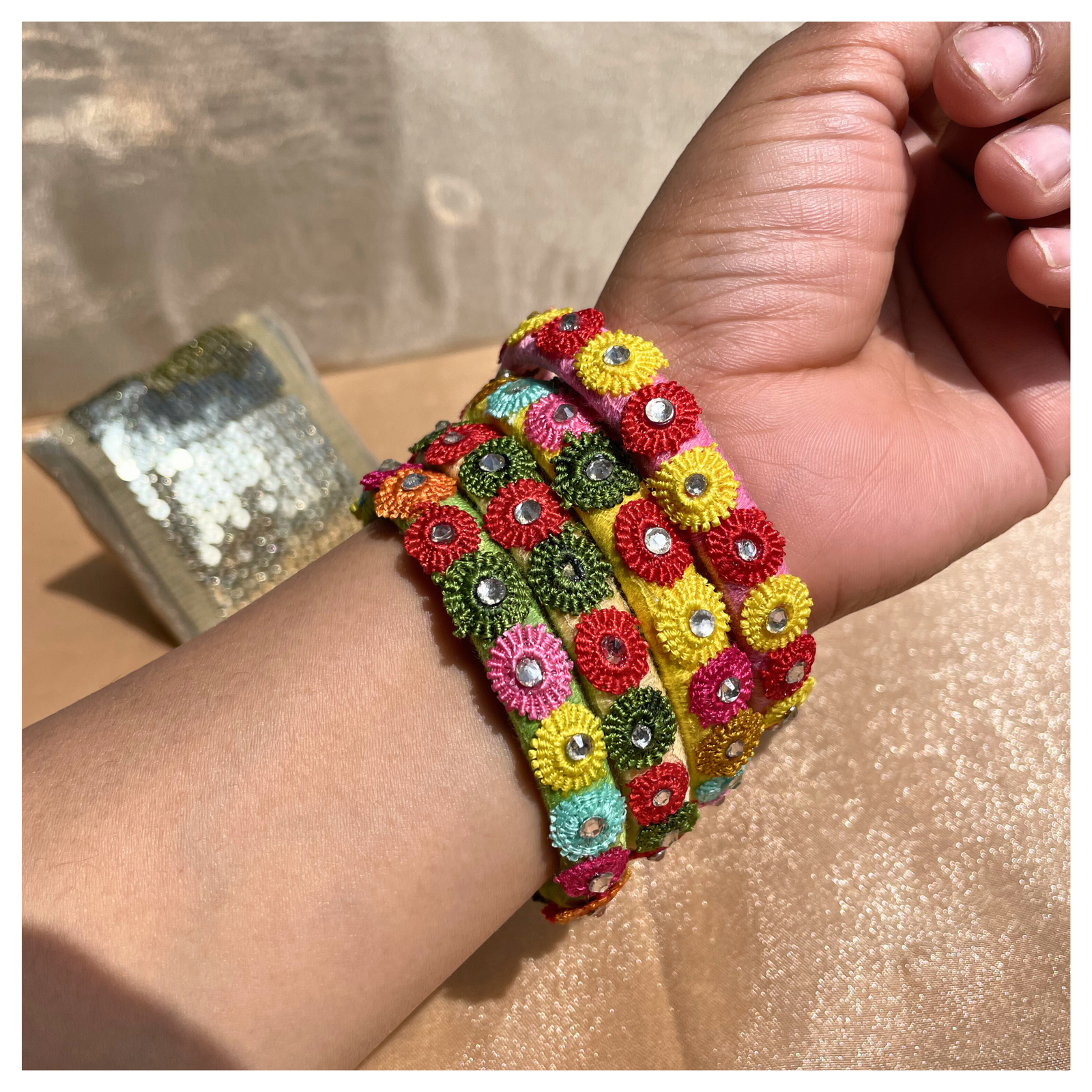 Multicoloured flower bangle