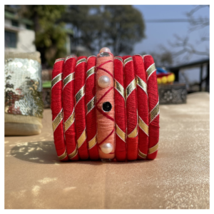 Classic Red Thread Bangles with Pearl Embellishments