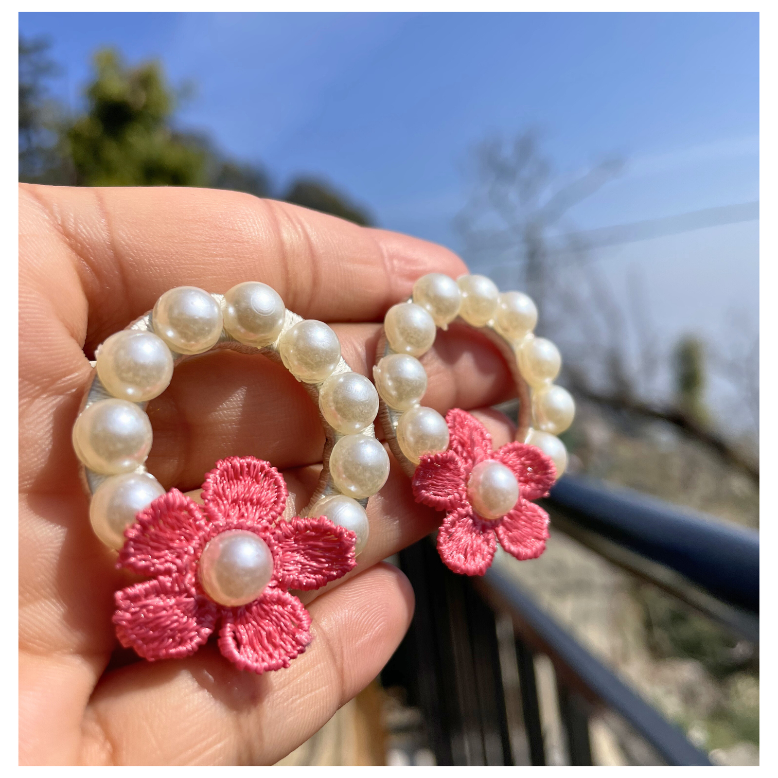 Handmade Pearl Bloom Floral Earrings for Women