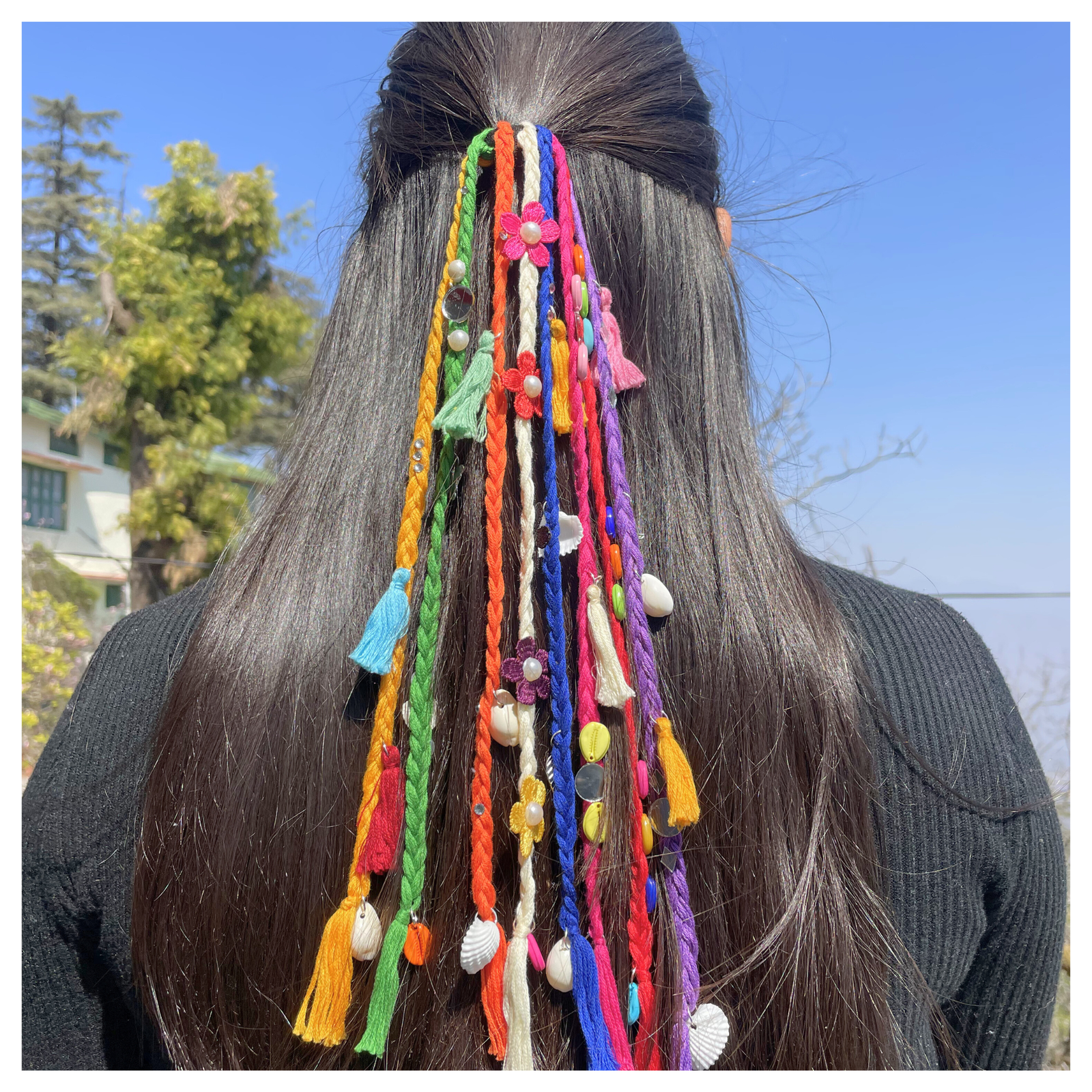 Boho Charm Rainbow Hair String