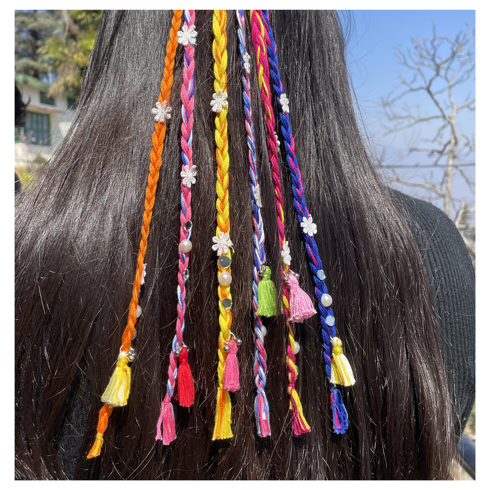 Floral Tassel Braid Hair String