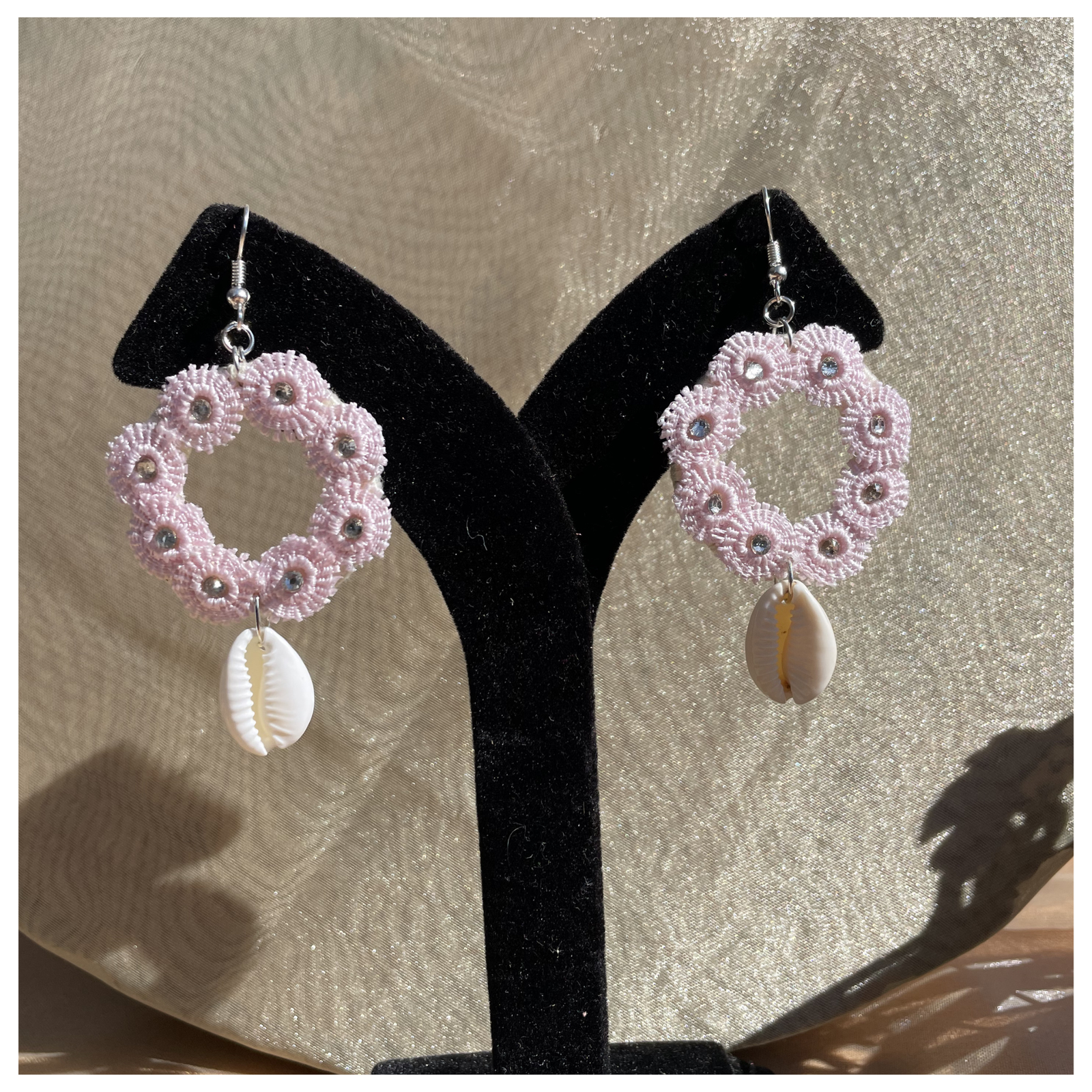 Handmade Floral Shell Hoop Earrings