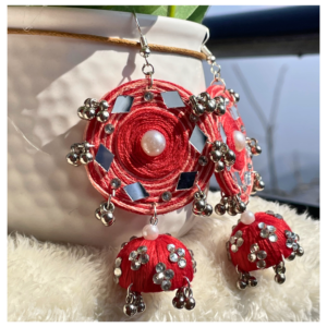 Floral Cotton Thread Handmade Earrings