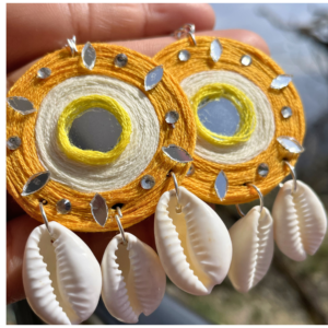 Boho Shell Mirror Earrings – Handmade Statement Jewelry