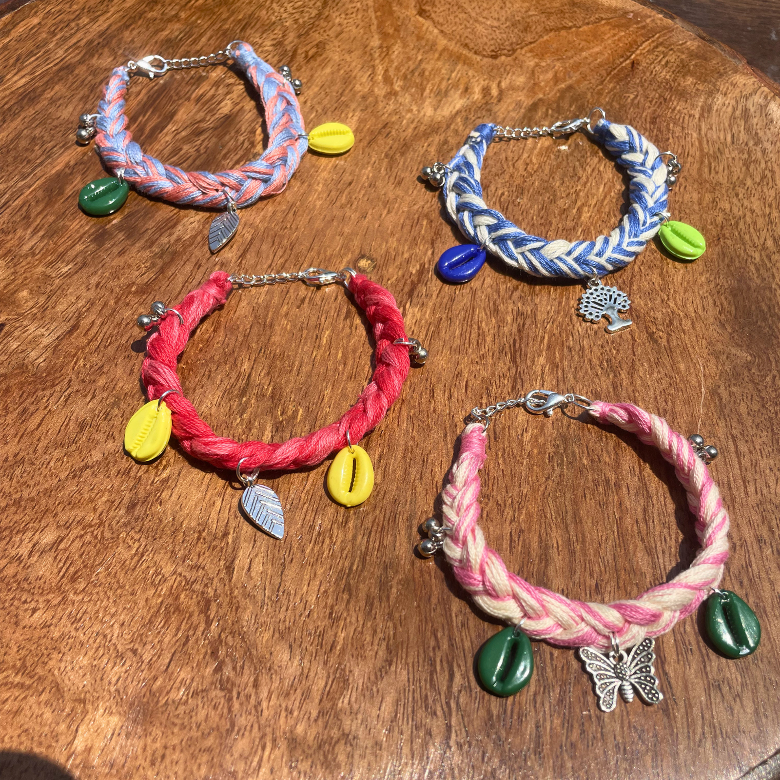 Handcrafted Boho Braided Cotton Thread Bracelets– Set of 4