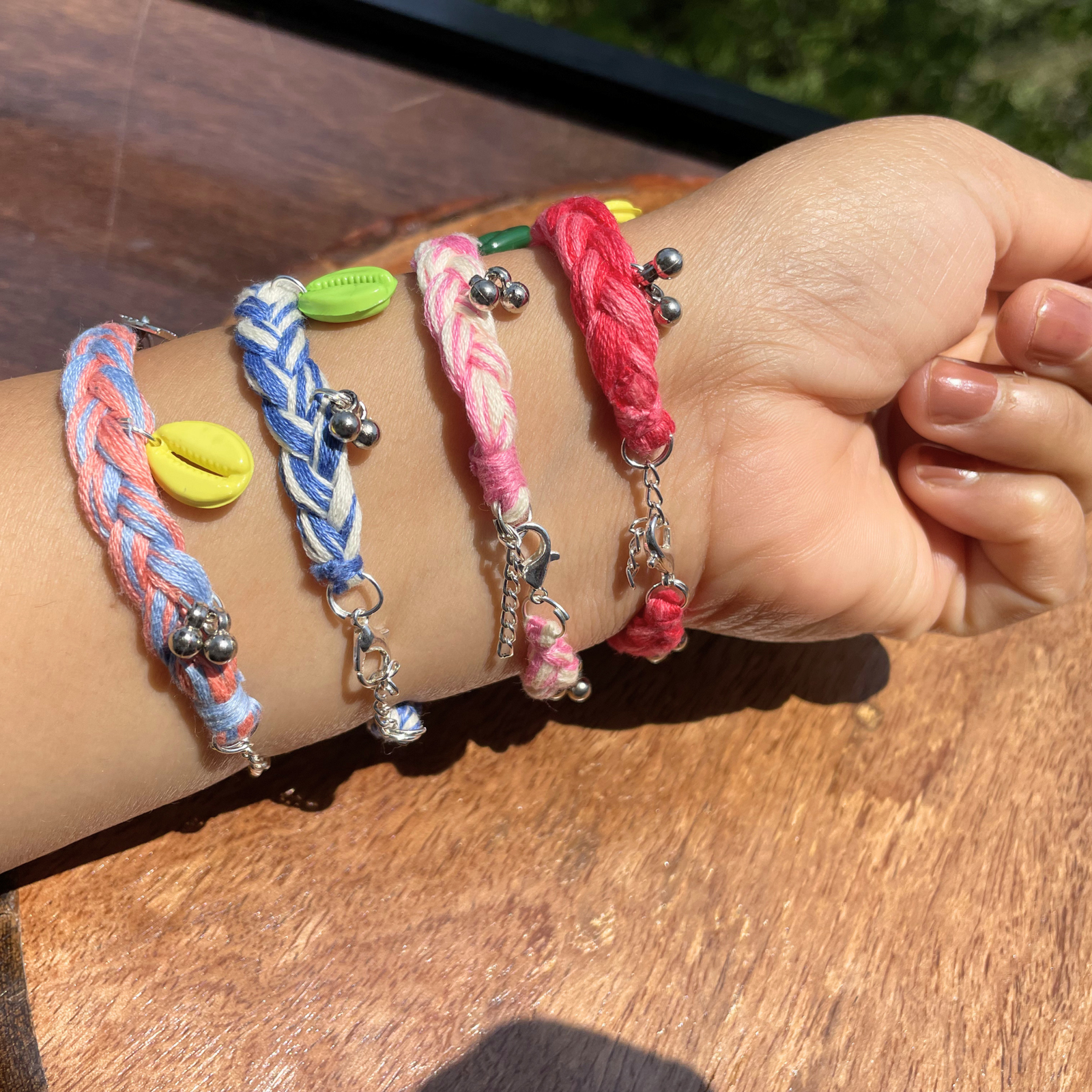 Handcrafted Boho Braided Cotton Thread Bracelets– Set of 4