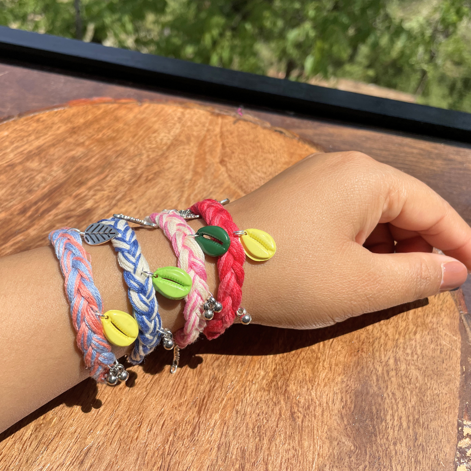 Handcrafted Boho Braided Cotton Thread Bracelets– Set of 4