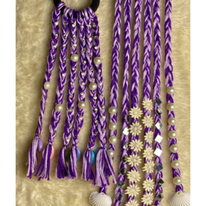 Purple boho hair string long with mirror work and shell charm