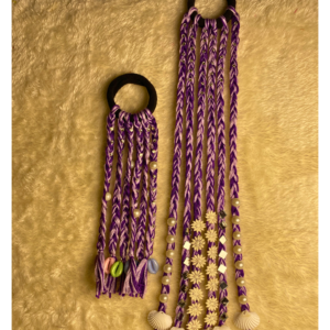 Purple boho hair string long with mirror work and shell charm