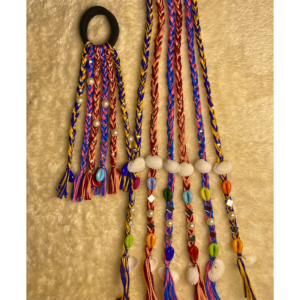 Multicolor boho hair string long with cowrie shell and mirror work