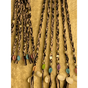 Noir pearl boho hair string long with mirror sequin and sea shell charm