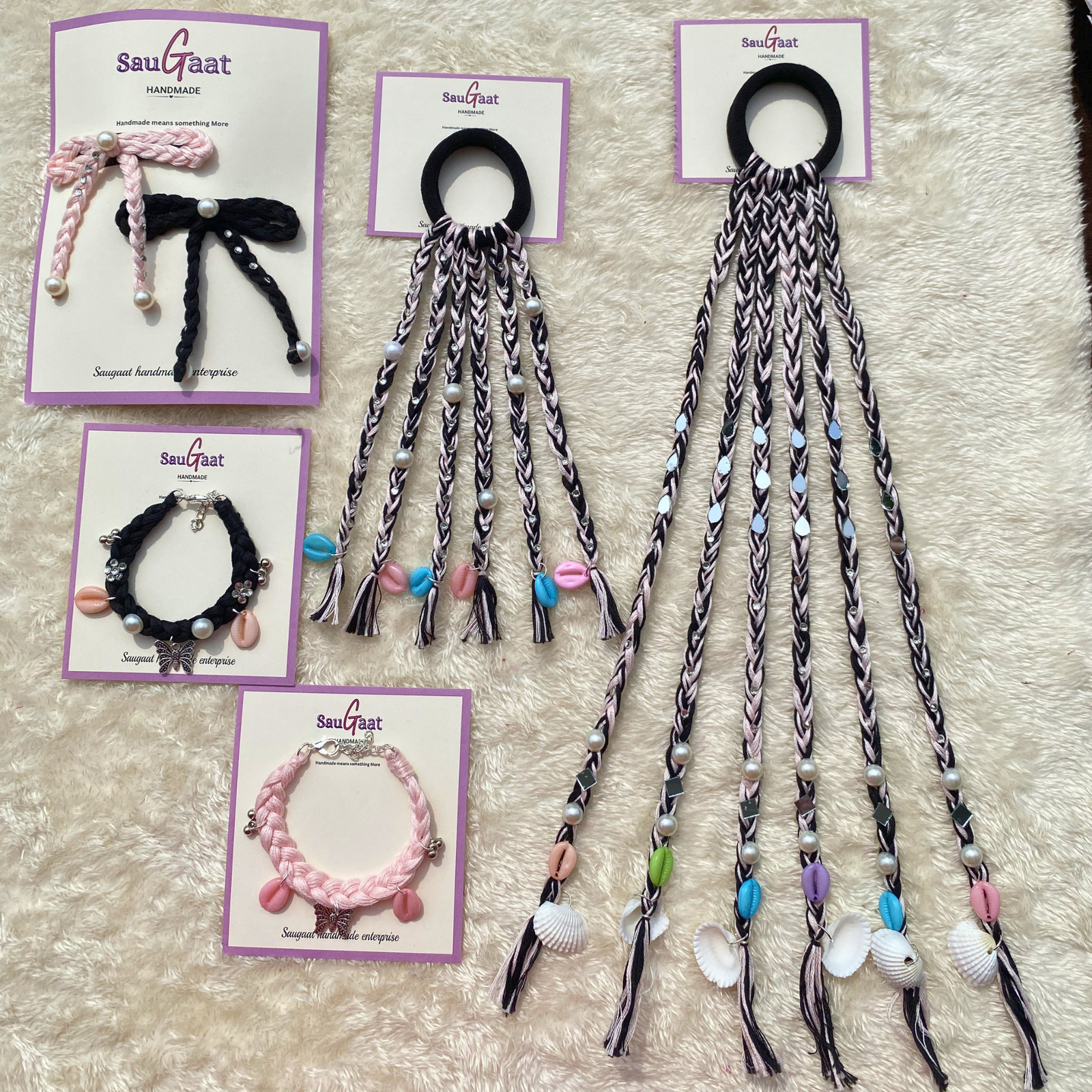 black pink boho combo set